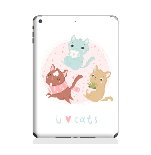 Наклейка на Планшет Apple iPad Air 2 Я люблю котеек,  купить в Москве – интернет-магазин Allskins, котята, кошка, цветы, любовь, розовый, чай и кофе, мило, животные
