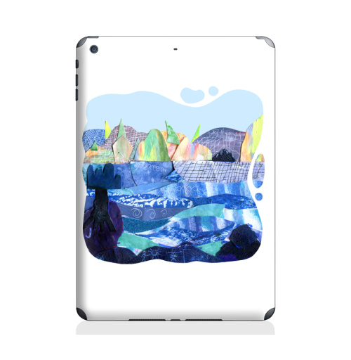 Наклейка на Планшет Apple iPad Air 2 Коллаж с пейзажем, озеро и скалы,  купить в Москве – интернет-магазин Allskins, коллаж, радость, круто, детские, школьный, озеро, природа, синий, бумага, голуой