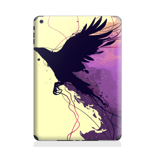 Наклейка на Планшет Apple iPad Air 2 Рисунок полет ворона,  купить в Москве – интернет-магазин Allskins, ворона, птицы, абстракция, графика, акварель, брызги, рисунки, Крылья