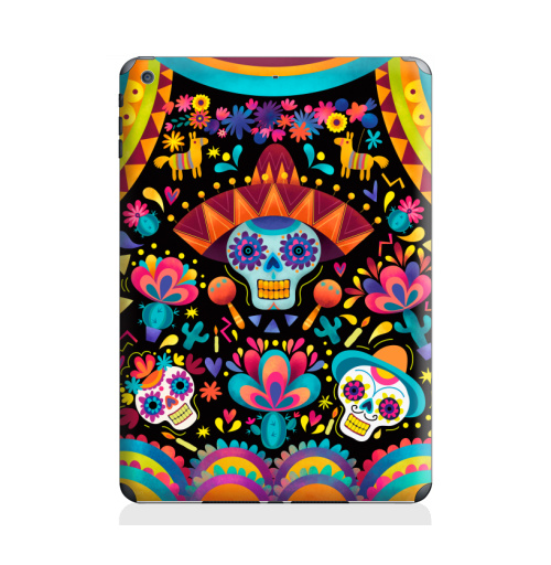 Наклейка на Планшет Apple iPad Air 2 Диа де лос муэртос,  купить в Москве – интернет-магазин Allskins, узор, череп, пикник, яркий, Мексика, маракасы, цветы, кактусы