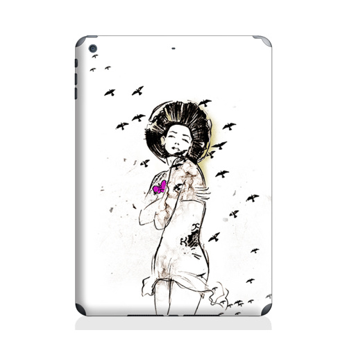 Наклейка на Планшет Apple iPad Air 2 Ежна,  купить в Москве – интернет-магазин Allskins, белый, девушка, романтика, акварель, черный, 300 Лучших работ