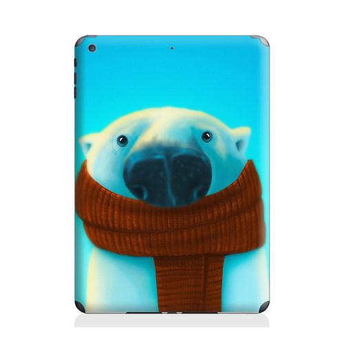 Наклейка на Планшет Apple iPad Air 2 Михаил Белошубов,  купить в Москве – интернет-магазин Allskins, крутые животные, зима, медведь, шарф, детские, 300 Лучших работ, милые животные