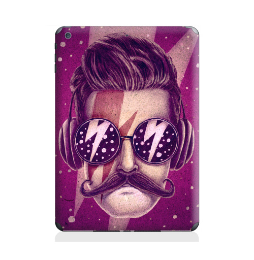 Наклейка на Планшет Apple iPad Air 2 Dude,  купить в Москве – интернет-магазин Allskins, 300 Лучших работ, rock, хипстер, хулиган, усы, очки, молния, музыка