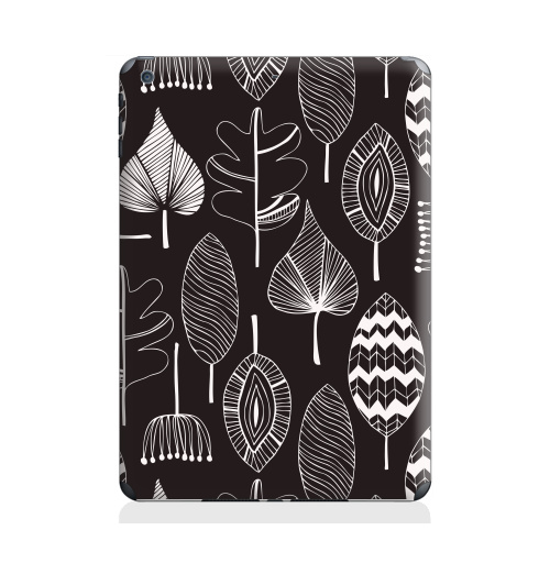 Наклейка на Планшет Apple iPad Air 2 Black & white leaves,  купить в Москве – интернет-магазин Allskins, цветы, графика, лес, листья, осень, природа, черно-белое, необычный