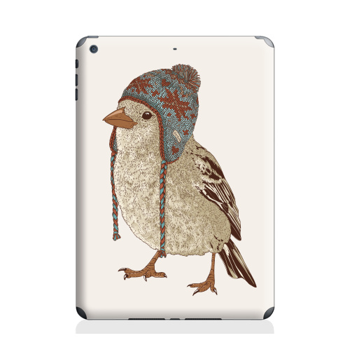 Наклейка на Планшет Apple iPad Air 2 Птица в шапке,  купить в Москве – интернет-магазин Allskins, 300 Лучших работ, пипстер, шапка, птицы, зима, новый год, коричневый, крутые животные