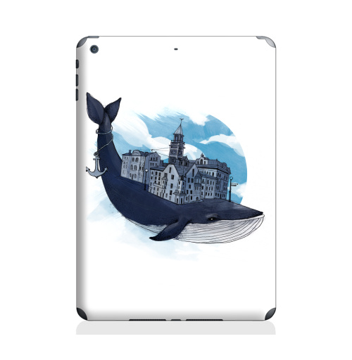 Наклейка на Планшет Apple iPad Air 2 Whale city,  купить в Москве – интернет-магазин Allskins, животные, город, киты, небо, якорь