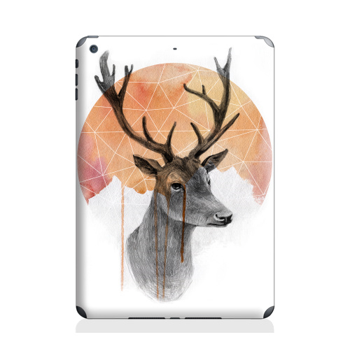 Наклейка на Планшет Apple iPad Air 2 Sadness Deer,  купить в Москве – интернет-магазин Allskins, акварель, олень, животные, круг
