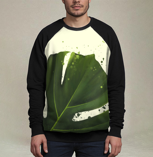 Фотография футболки Лист зеленый большой лист монстеры крупный натуральный
