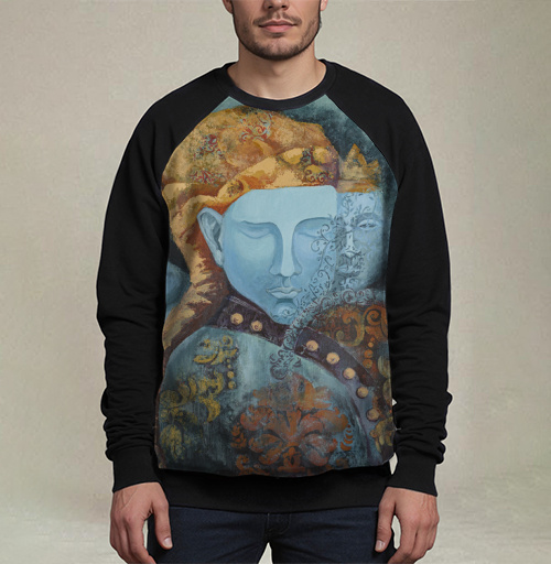 Фотография футболки Двойственный ангел в голубых и охристых тонах тень ангелов