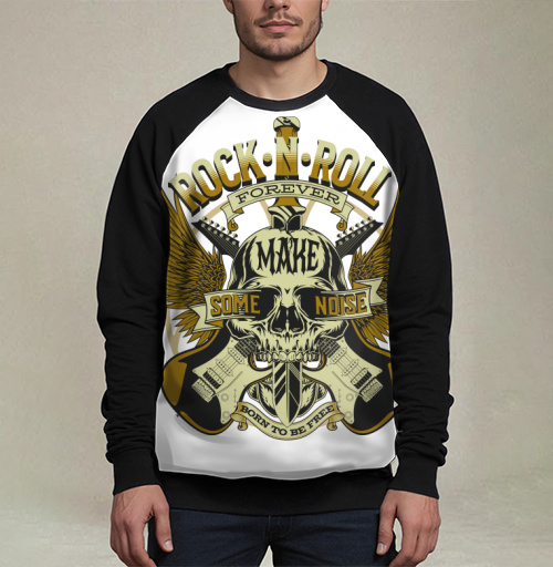 Фотография футболки Мощный рок н ролл череп с гитарами крыльями