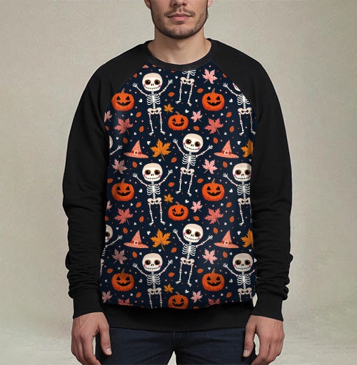 Фотография футболки Веселый танцующий скелет и тыква / Happy skeleton and pumpkin Halloween