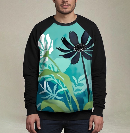 Фотография футболки Modern Teal Floral Composition / Абстрактная бирюзовая цветочная композиция