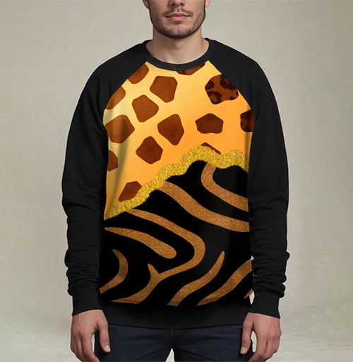 Фотография футболки Golden animal print / Золотой анималистичный паттерн зебры и жирафа