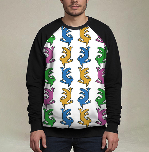 Фотография футболки Разноцветные ящерицы на сером фоне Colorful lizards on gray background