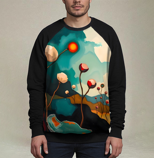 Фотография футболки Surreal Flower Garden Абстрактные цветы тянутся к сияющему теплому солнцу
