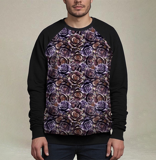Фотография футболки Purple Rose Pattern – Темно-фиолетовые розы создают изысканный цветочный паттерн