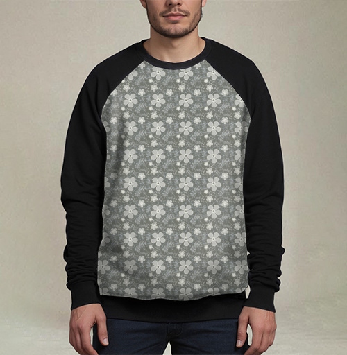 Фотография футболки Grey Daisy Floral / Серые маргаритки цветы — Паттерн серые маргаритки цветы