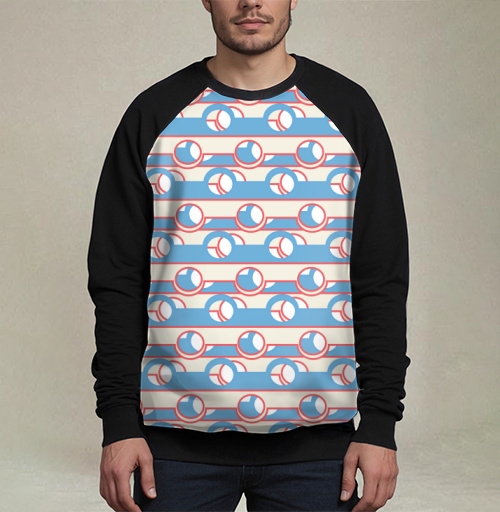Фотография футболки Blue Coral Geometric Stripe Pattern / Синий коралловый полосатый геометрический ретро орнамент