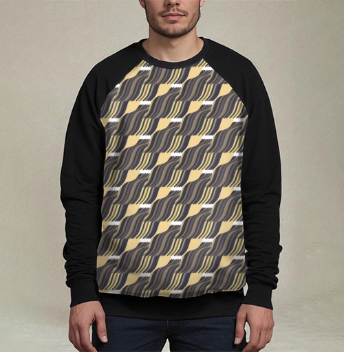 Фотография футболки Abstract wave pattern / Абстрактный орнамент бежевый угольный узор
