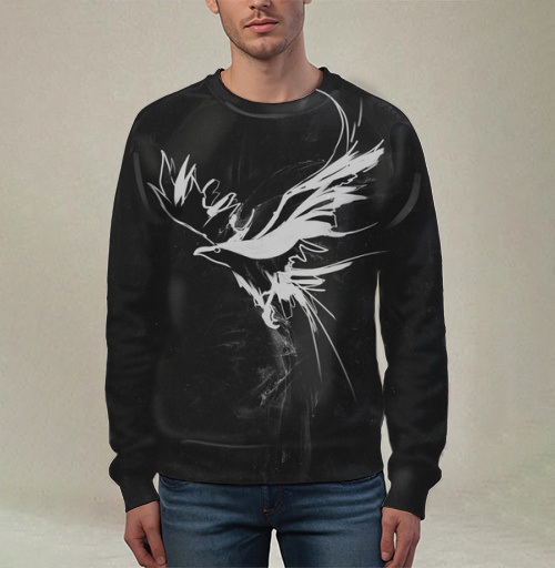 Фотография футболки Ворон контур арт