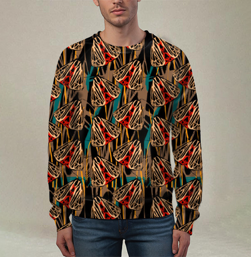 Фотография футболки Бабочки оранжевый коричневый бирюзовый повторяющийся мотив