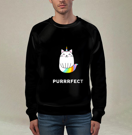 Фотография футболки Милый единорог-кот с радужным рожком PURRRFECT