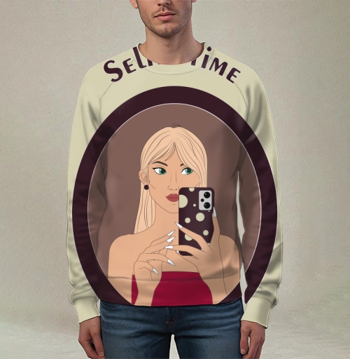Фотография футболки Девушка с зелеными глазами и аксессуарами Selfie Time