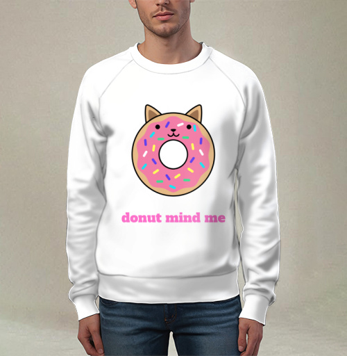 Фотография футболки Милый пончик-кошка с надписью Donut Mind Me