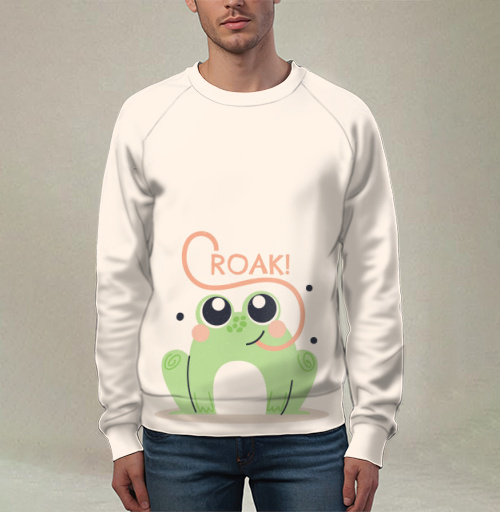 Фотография футболки Милая лягушка с каллиграфическим языком «CROAK!»