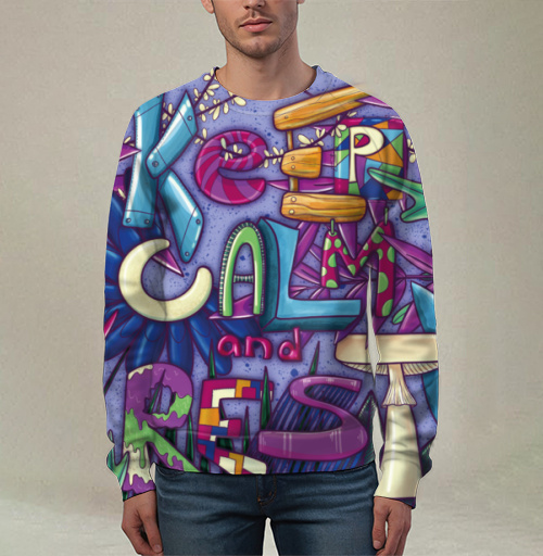 Фотография футболки Яркая иллюстрация KEEP CALM and REST с природным мотивом