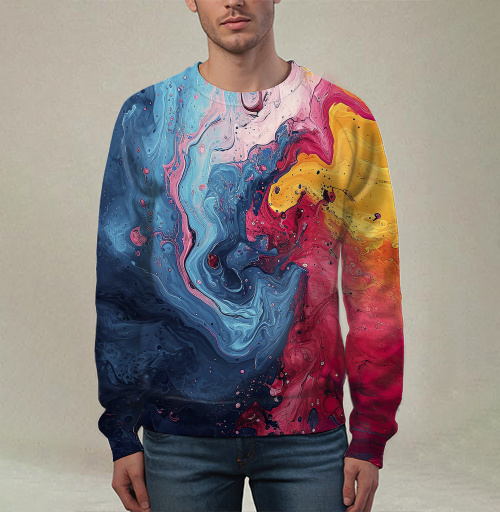 Фотография футболки Энергия Цвета: Абстрактный Взрыв Краски Fluid Art