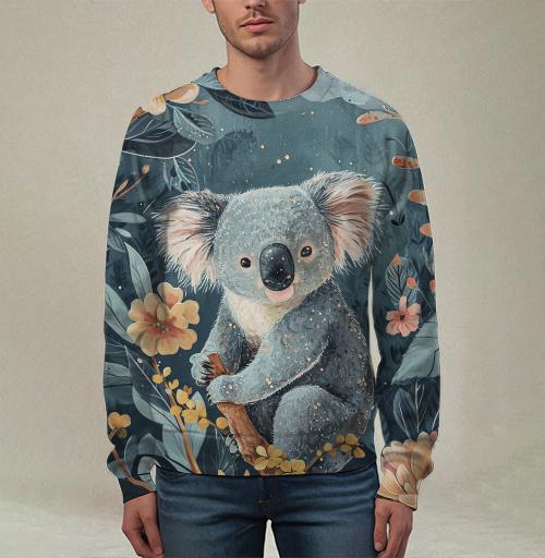 Фотография футболки Уютная коала в сказочном лесу – цифровая живопись