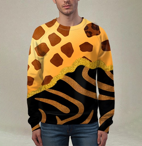 Фотография футболки Golden animal print / Золотой анималистичный паттерн зебры и жирафа