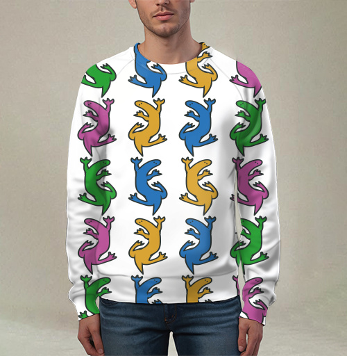 Фотография футболки Разноцветные ящерицы на сером фоне Colorful lizards on gray background