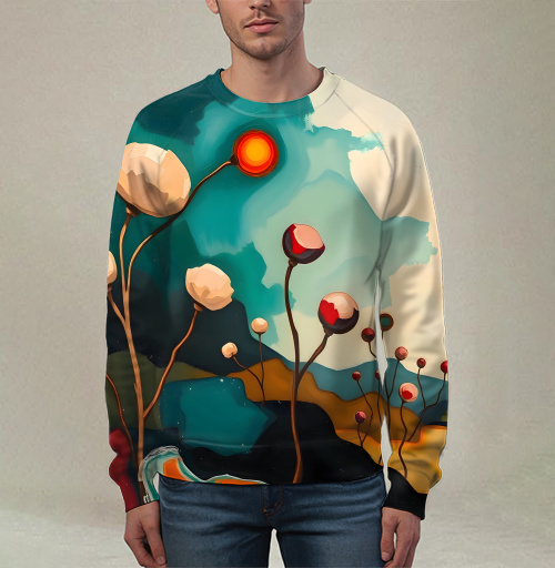 Фотография футболки Surreal Flower Garden Абстрактные цветы тянутся к сияющему теплому солнцу