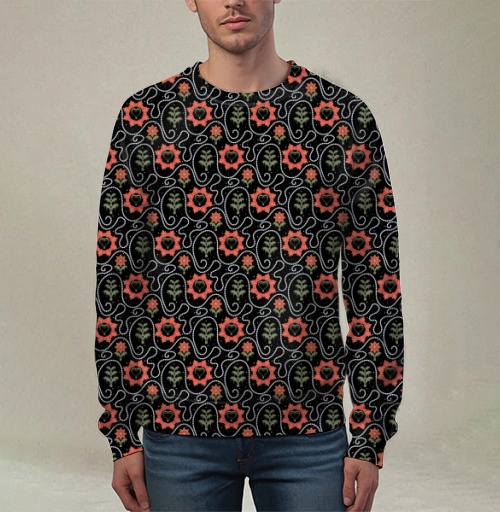 Фотография футболки Этнический узор с сердцами и растениями / Ethnic Pattern Style