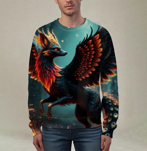Фотография футболки Fire Fox Phoenix Hybrid – Огненная лиса феникс в лесу мистический дух природы