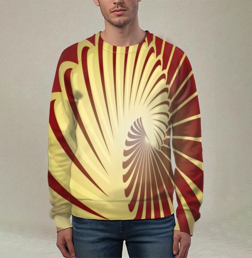 Фотография футболки Спиральное движение в теплых оттенках красного желтого