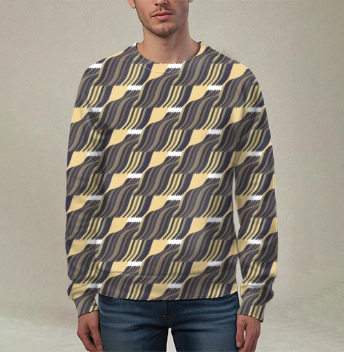 Фотография футболки Abstract wave pattern / Абстрактный орнамент бежевый угольный узор