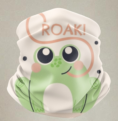 Фотография футболки Милая лягушка с каллиграфическим языком «CROAK!»