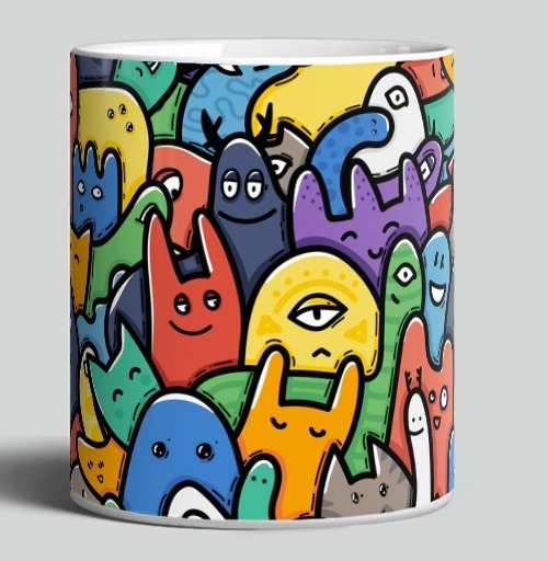 Фотография футболки Весёлое собрание мультяшных монстров doodle art
