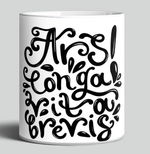Фотография футболки Цитата Ars longa vita brevis в каллиграфии