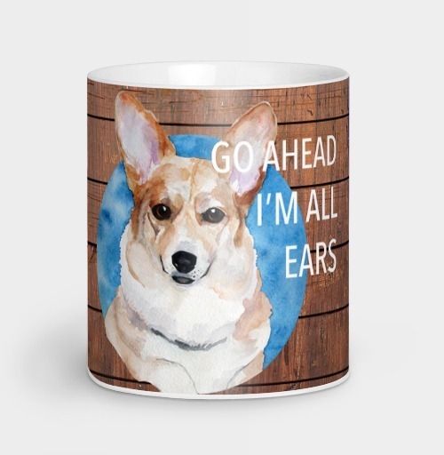 Фотография футболки Акварельный корги «Go Ahead I'm All Ears»