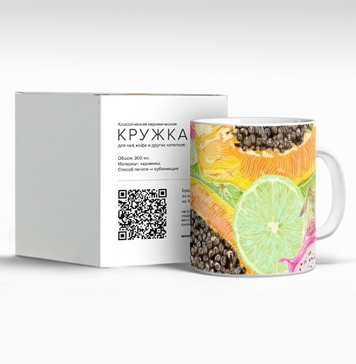Фотография футболки Яркий тропический узор с экзотическими фруктами