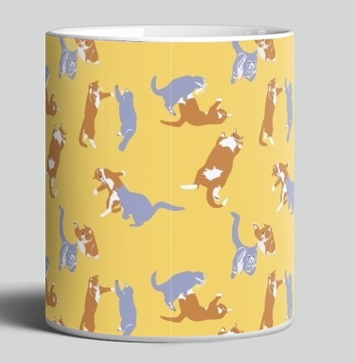 Фотография футболки Playful Pets Cats Pattern – Паттерн игры веселых котиков дизайн