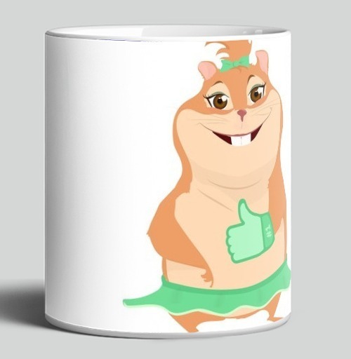 Фотография футболки Улыбающаяся хомячиха с зеленой перчаткой лайком