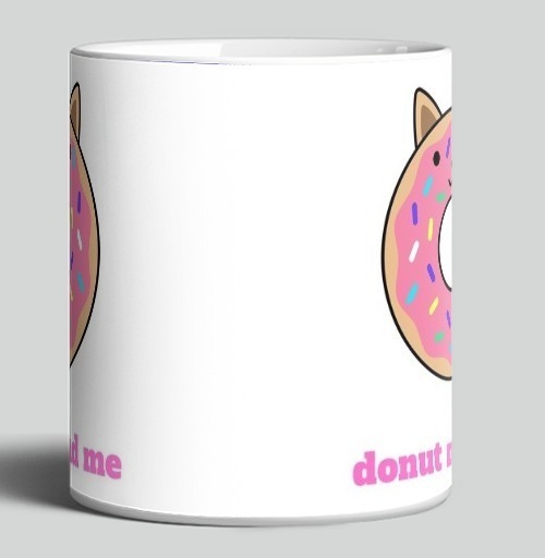 Фотография футболки Милый пончик-кошка с надписью Donut Mind Me