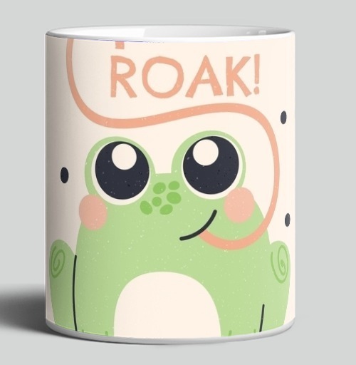 Фотография футболки Милая лягушка с каллиграфическим языком «CROAK!»