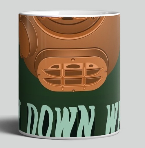 Фотография футболки Погружение вглубь моря с подводным шлемом Way down we go