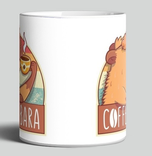 Фотография футболки Милый барсук с чашкой кофе – Coffee Bara